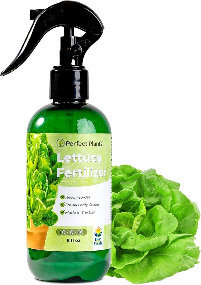 Premium Lettuce and Leafy Greens Fertilizer by Perfect Plants | Liquid Spray Plant Food for Outdoor and Indoor Gardens | Professional Spray Fertilizer 10-0-10 (8 fl oz)