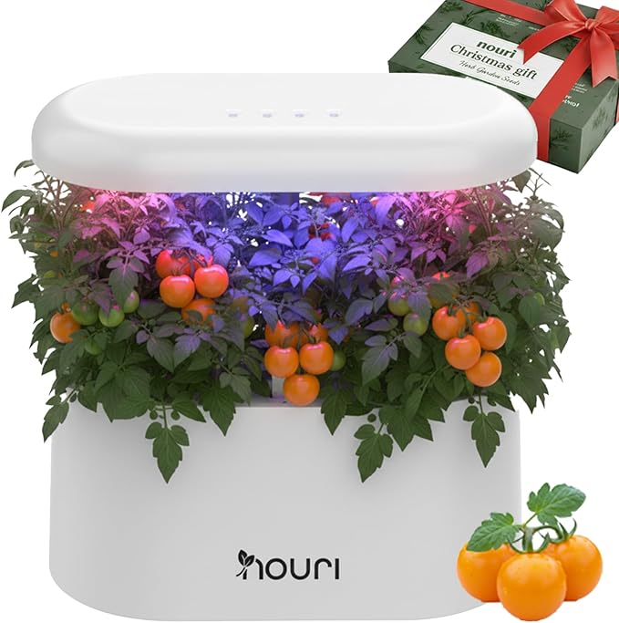 Nouri 5 pod Smart Garden for Home Cooks | w/Heirloom Tomato | Hydroponics Growing System | LED Grow Lights | Indoor Herb Garden Kit | Herb Growing Kit Indoors for Plant Lovers, Gardeners, Kitchen