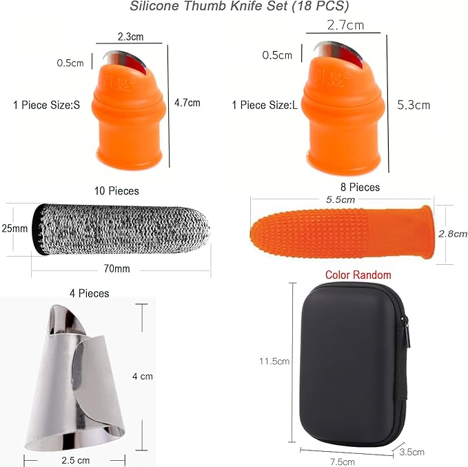 24Pcs Silicone Gardening Thumb Knife Pruner Anti-Cut Finger Cover Pruner Knife-Plants Fruit Vegetable Potted Kitchen Pickers Plant Picking Trim Harvesting Cutter Separator Garden Tool with Case