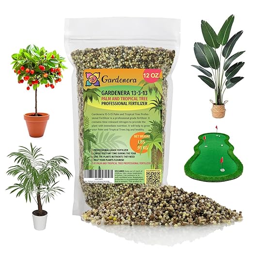 Premium 13-3-13 All-Season Fast Acting Landscape and Ornamental Fertilizer by Gardenera - Promotes Biomass Growth and Vibrant Leaf Color [12 OZ]