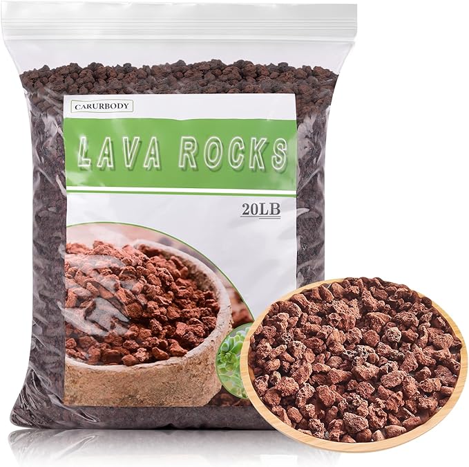 Lava Rocks for Plants -100% Pure Volcanic Rock No Dyes or Chemicals-Best Lava Stones Top Dressing for Cacti Succulents Plants,Bonsai (Red, 20LBS)