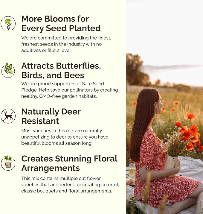 Eden Brothers Oregon Wildflower Mixed Seeds for Planting, 1/4 lb, 120,000+ Seeds with Bluebell, Cornflower | Attracts Pollinators, Plant in Spring or Fall, Zones
