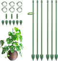 RIFNY Plant Stakes for Indoor Plants, 14 Inch Plant Support Stakes with Clips, Tall Adjustable Plant Sticks for Indoor Monstera Tomato Orchid Potted Plants Flower (6 PCS, Green)