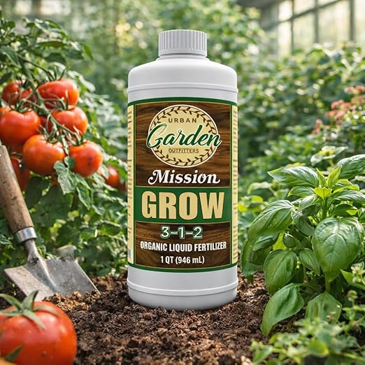 Urban Garden Outfitters Mission Fertilizer Grow 3-1-2 Organic Liquid Plant Fertilizer- All-Purpose, Fish-Based Nutrient Boost for Healthy Growth, Indoor & Outdoor Plants, Quart