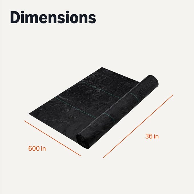 Amazon Basics Weed Barrier Landscape Fabric, 3 x 50 Feet, Black, 1-Pack
