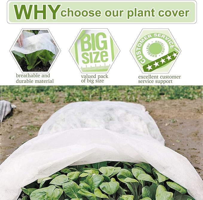 Plant Covers Freeze Protection 10x20ft Floating Row Cover 0.9oz/yd² Plant Covers for Winter Garden Fabric for Cold Sun Protection