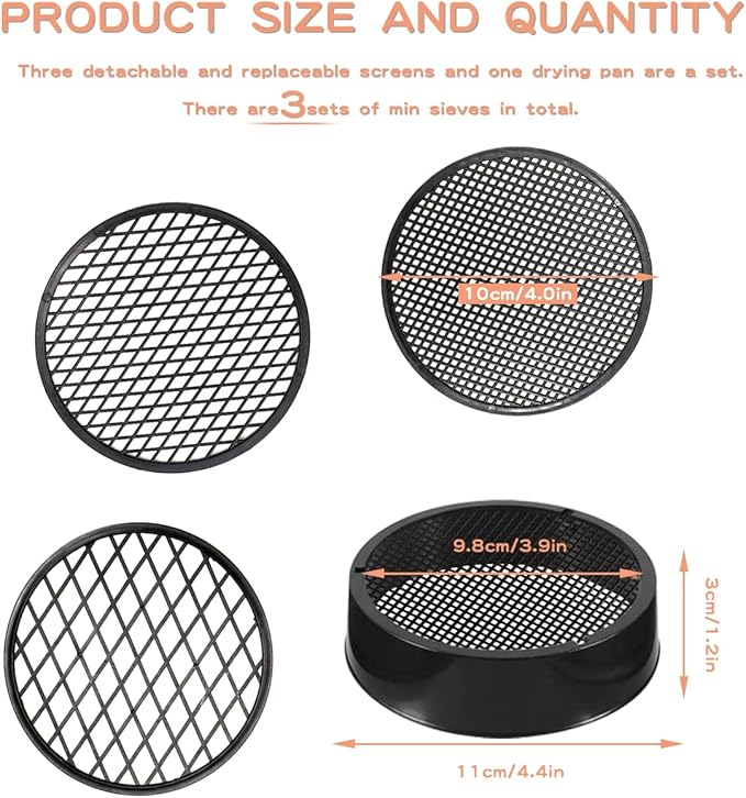 3 Pack Sifting Pan Outdoor Gold Panning Soil Sifter Garden Sieve Mesh Garden Mini Sifting Pan Soil Sand Sieve for Garden Outdoor