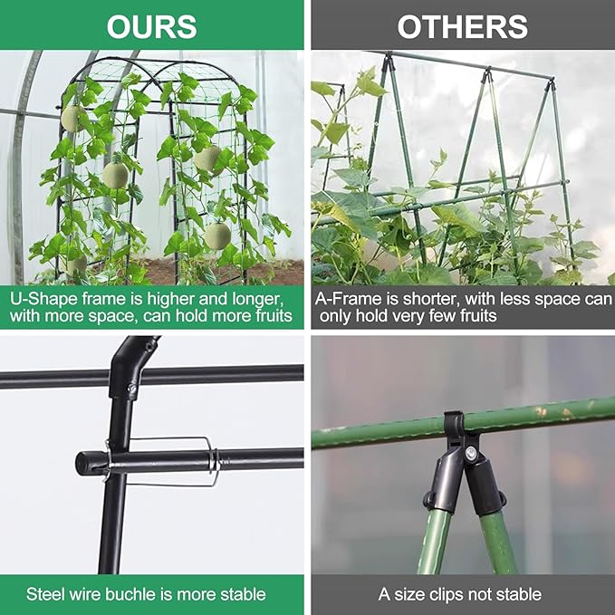 Garden Arch Cucumber Trellis for Climbing Plants Outdoor, 6.7ft Tall Archway Arbor Plant Support Grape Vine Tomato Pea Bean Trellis for Raised Bed Backyard, Black