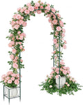 Thickened Tube Garden Arch Trellis with Planter Boxes,Metal Arch Frame,Pumpkin Archway Outdoor Garden Arbors and Arches for Wedding Party Decoration, Christmas Decor Pergola for Garden Backyard(Green)