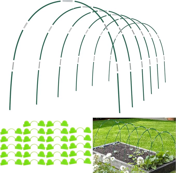 36Pcs Garden Hoops for Raised Beds,6 Sets of 8FT Long Greenhouse Hoops Grow Tunnel, Fiberglass Support Hoops Frame for Fabric Netting,DIY Plant Support Garden Stakes for Row Cover