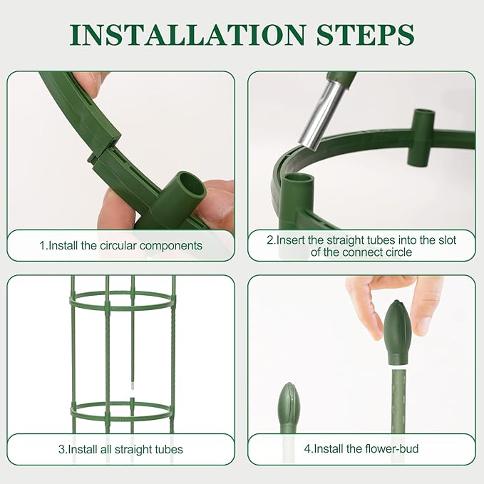 Tomato Cages for Garden,6 Pack 50in Tall Tomato Plant Support Stakes Adjustable Heavy Duty Steel Plant Tower Stakes, Updated Cucumber Trellis Garden Cages for Climbing Plants Vegetable Flowers