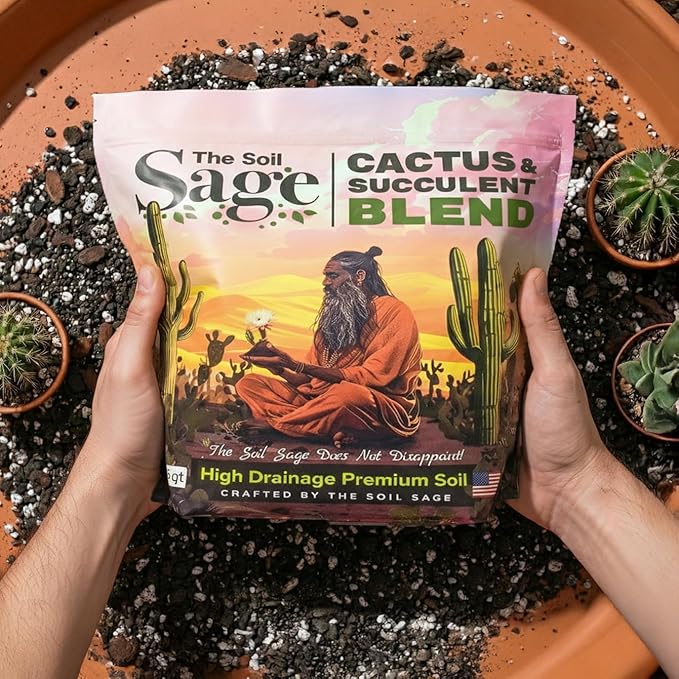 5 Dry Qt Cactus & Succulent Potting Soil Mix, USA Made - Gritty, Fast Draining, Soilless, Root Boosting, Peat-Free - Growth of Cactus, Succulents, Jade, Aloe Vera (5 Qt)