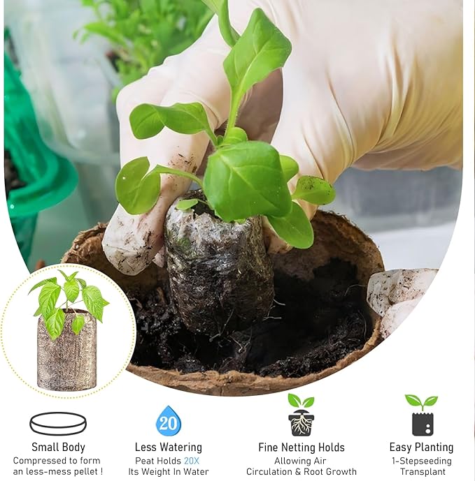 Legigo 300 Pcs 40mm Seed Starter Peat Pellets for Seedlings- Compressed Seed Starter Pods Seed Starting Pellets Plugs Soil Peat Pods for Starting Seeds, Garden Planting Herb Flower Vegetables