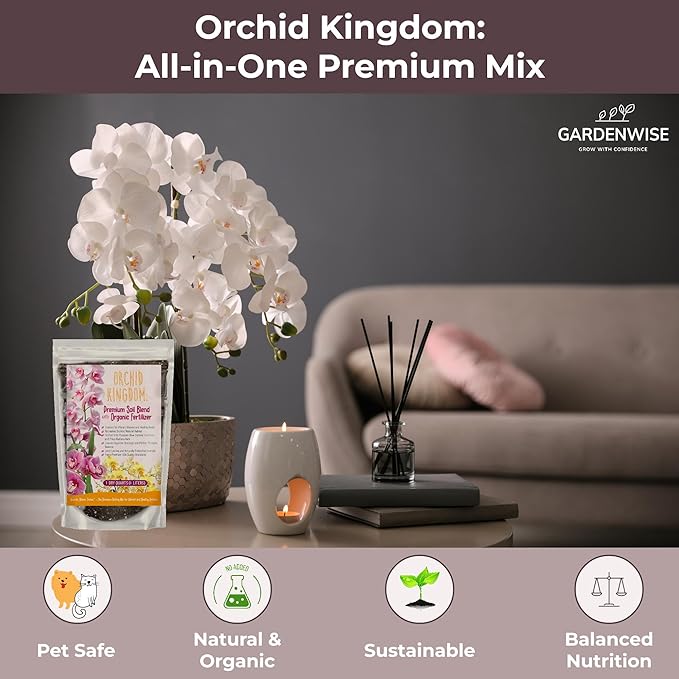 GARDENWISE Orchid Potting Mix – Orchid Bark, Sphagnum Moss, Tree Fern & Perlite for Repotting Phalaenopsis Orchids, Indoor Plants, Orchid Soil Medium – Sustrato para Orquídeas (3 Quart)
