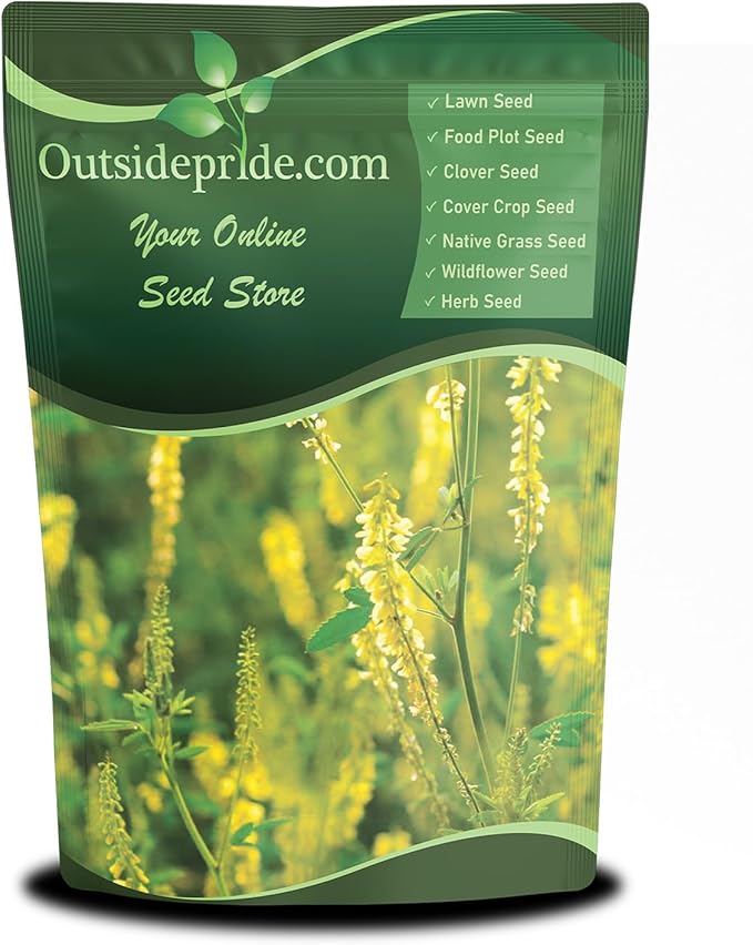 Outsidepride Yellow Sweet Clover Seed - 20 lbs Biennial, Drought-Tolerant, Frost-Resistant, Nitrocoated, Inoculated Yellow Clover Seeds Cover Crop for Forage, Honey Production, & Pollinators