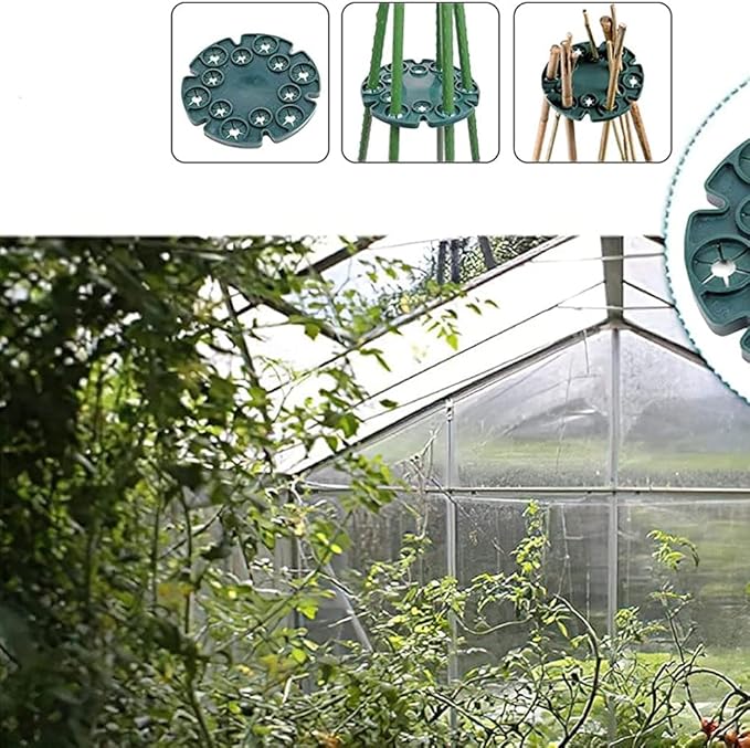 TopHomer 1 Pack Bamboo Cane Holder Wigwam Grip Support Caps with 12 Holes for Climbing Plants Peas Beans Sweet Pea Tomatoes Cucumbers Support Structure