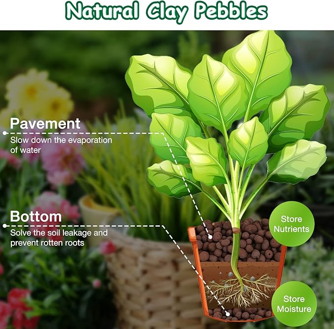 Jabrand 2LB LECA Clay Pebbles for Plants, Organic Expanded Clay Pebbles 4mm-16mm Hydroponics Supplies Aquaponics Orchid for Indoor Outdoor Garden Plants