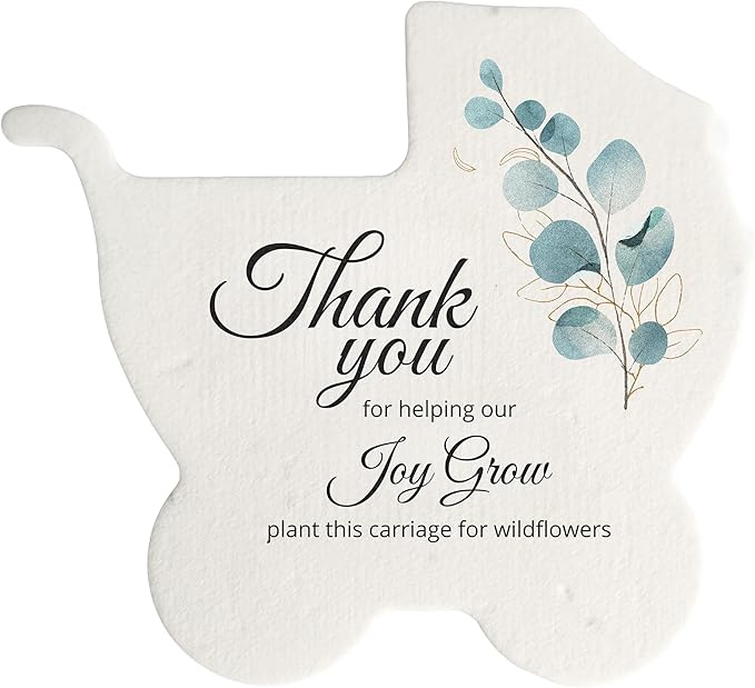 Seed Bloom Carriage-Shaped Seed Paper – 24 pcs Green Shower Favors for Guests with Wildflower Seeds, Writable & Plantable, Gender Reveal, Birthday Gifts for Guest