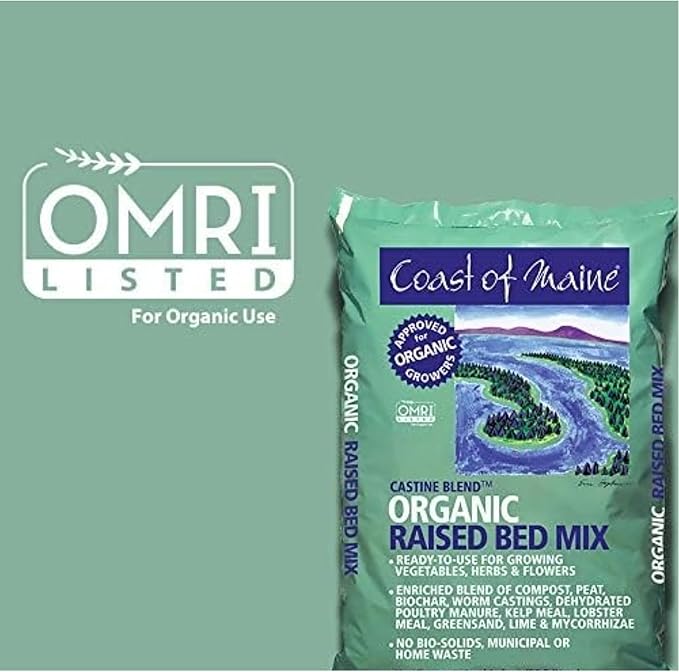 Coast of Maine Organic & Natural Castine Blend Soil - Nutrient-Rich Garden Soil w/Mycorrhizae, Biochar - Enhanced Drainage & Aeration - for Raised Bed Gardening & Container Gardening (2 cu ft)