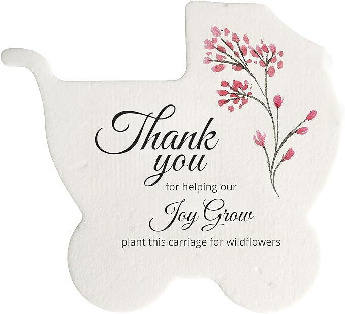 Seed Bloom Carriage-Shaped Seed Paper – 12 pcs Pink Shower Favors for Guests with Wildflower Seeds, Writable & Plantable, Gender Reveal, Birthday Gifts for Guest