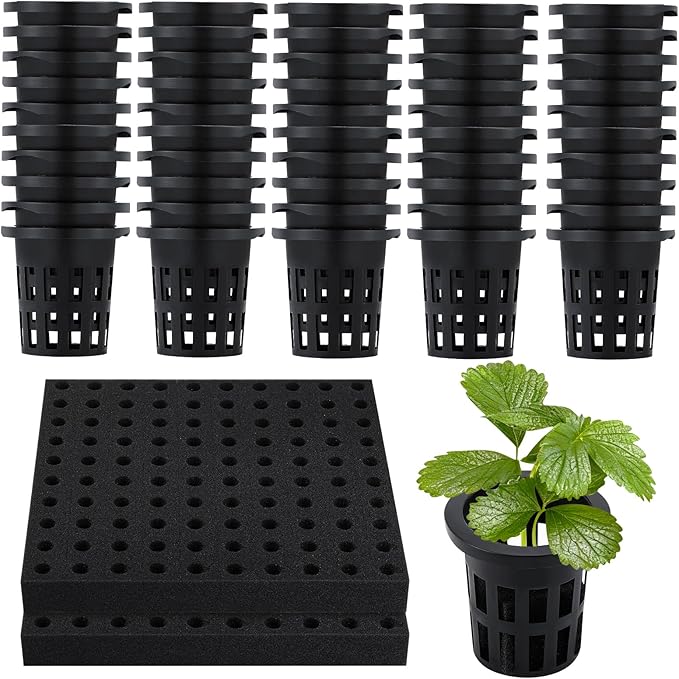 BAOSHISHAN 250 PCS Hydroponic Pods Kit, 50 Grow Baskets, 200 Sponges, Use 7-Layer Hydroponics Tower