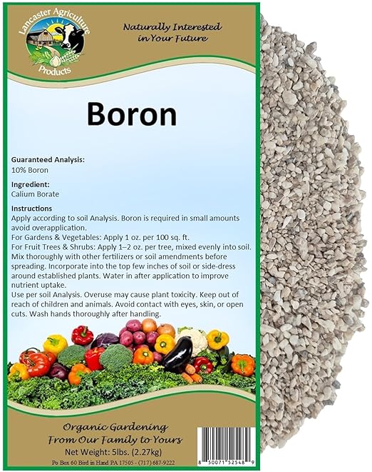 Boron 5 Pound Fertilizer for Plants – Natural Micronutrient Soil Amendment for Fruits, Vegetables, and Crops – Lancaster Ag Products