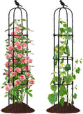 Garden Trellis Obelisk for Climbing Plants, Lightweight Metal Plant Support for Roses Clematis Vines, Rustproof Decorative Trellis for Outdoor Garden Patio Planter, Black, 2 Pack