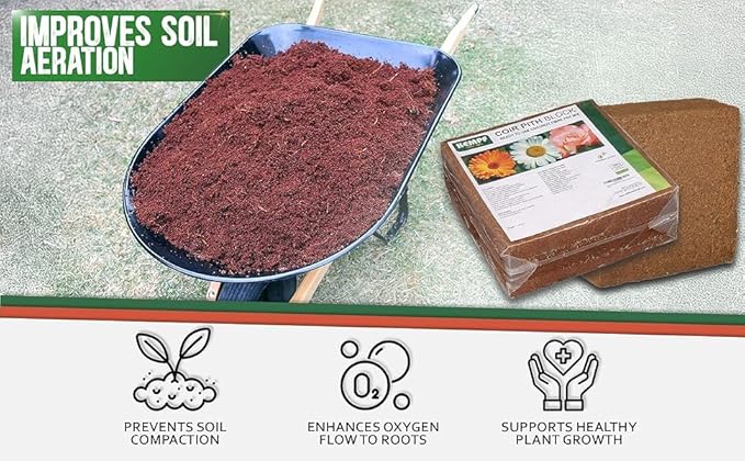 Kempf Organic Coco Coir Brick (10lbs) - Expanding Garden Soil & Potting Mix, for Indoor Plants & Outdoor Plants, Washed Coconut Husk Fiber Planting Seed Starter