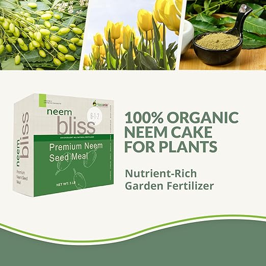 Neem Seed Meal (5lbs) - Organic Neem Cake for Plants - OMRI-Listed Fertilizer for Plants, Vegetables, Lawns, & Gardening - 100% Natural & Renewable Garden Fertilizer Rich in Vitamins and Nutrients