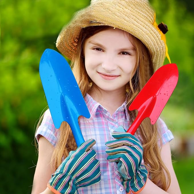Garden Trowel for Digging and Planting, Mini Colorful Metal Hand Shovel, Small Trowel Set Garden Tools for Flower Soil Planting Digging Transplanting Ideal Gardening Gift for Kids