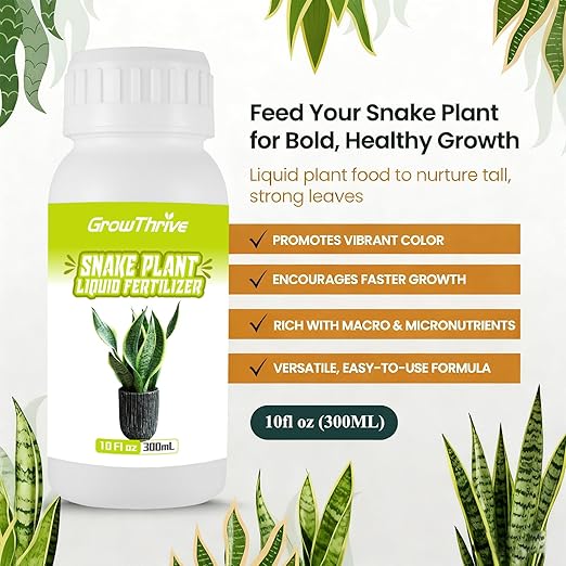 Snake Plant Fertilizer, 10 oz Organic Liquid Plant Food for Snake Plants, Natural Probiotic Formula with 200M Live Microbes/mL, Promotes Greener Leaves & Strong Roots, 1:400 Concentrate