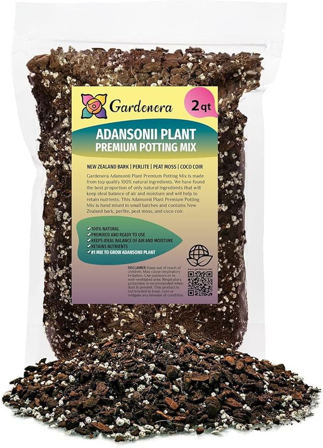 Gardenera Monstera ADANSONII Plant Soil: Expert Blend for Optimal Growth & Root Development - 2 Quart