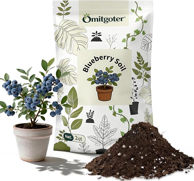 Blueberry Soil Mix 2qt- 100% Natural Organic Potting Soil for Blueberry Trees, Superior Drainage & Aeration, Ideal for Indoor & Outdoor Blueberry Plants