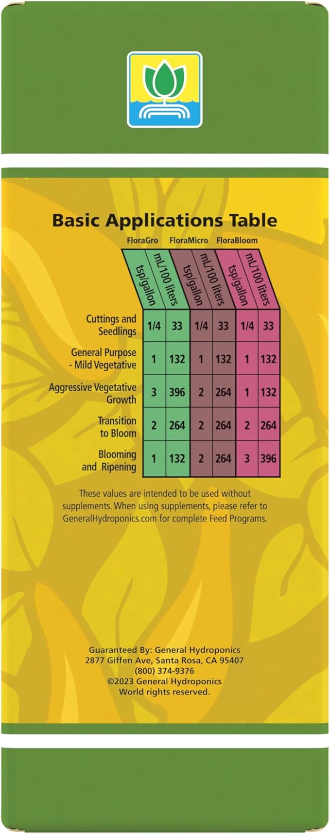 General Hydroponics FloraSeries Hydroponic Nutrient Fertilizer System Trial Pack with FloraMicro, FloraBloom and FloraGro, 1 qt.