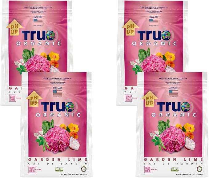 True Organic Garden Lime – Raises Soil pH to Reduce Acidity – Ideal for Hydrangeas and Other Plants – 6lb Bag- Case of 4