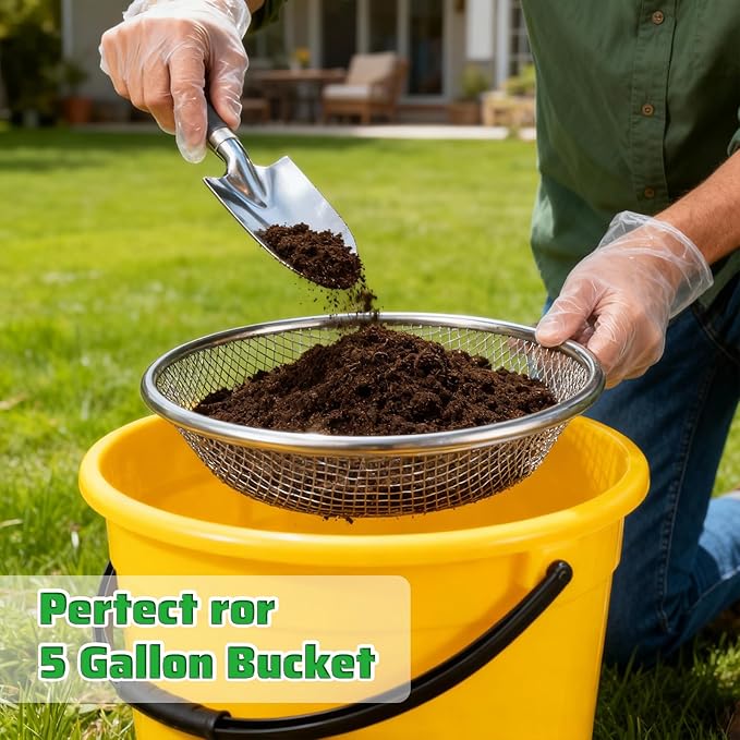 3pcs Soil Sifter for Gardening Sand Strainer Sieve Strainer Sand Sifter for The Beach sifters for Rocks Compost Soil sifters Sands strainers uitable for 5 Gallon Drums 10mm,6mm,3mm