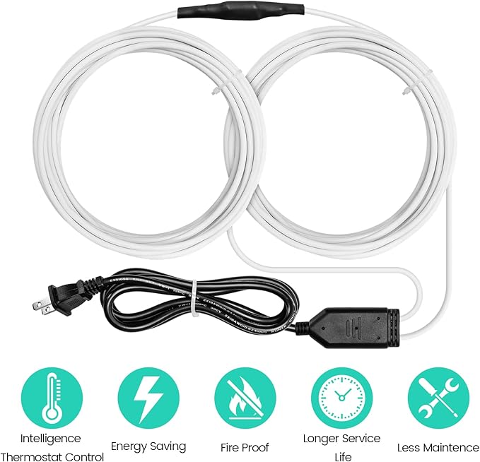 Soil Heating Cable, 49 ft Electric Warming Cable for Garden, Cold Frame, Keep Soil Warm