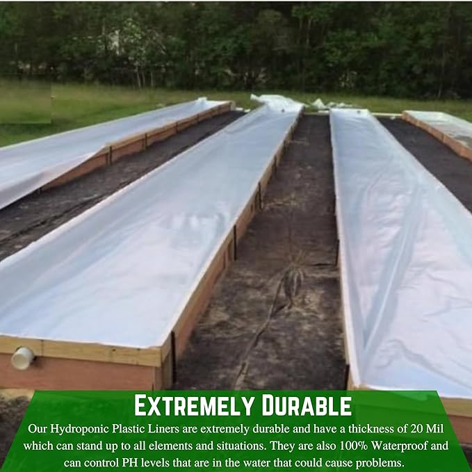 Farm Plastic Supply Dura-Smooth Hydroponics Plastic Liner 20 mil Black/White - Hydroponic Growing Kit, Hydroponic Liner, Hydroponics, Hydroponic Growing, Pond Liner, Durasmooth (6' x 10')