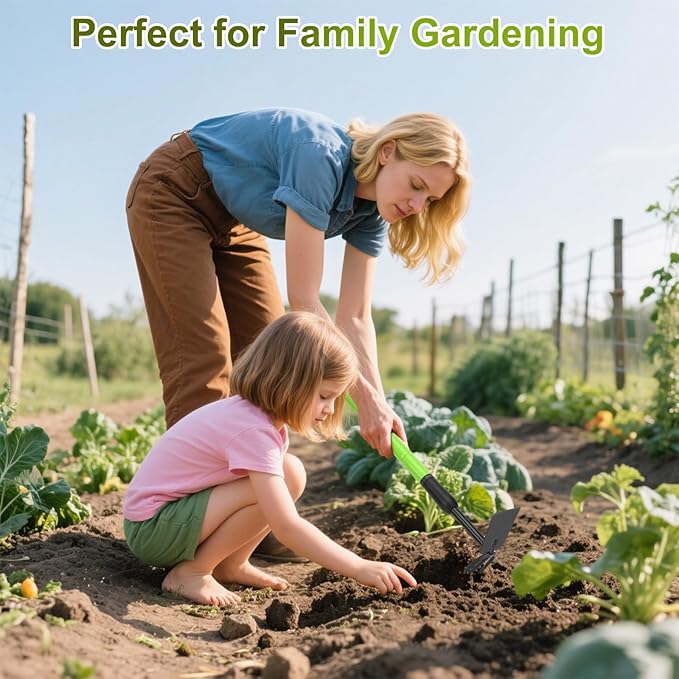 Garden Hoe - Telescoping 27-39 Inch Dual Head Weeder & Cultivator with Adjustable Handle, Lightweight Rust Resistant for Raised Beds, Camping, Beach & Backyard Gardening