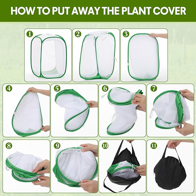 2 Pack Mesh Plant Covers 15.7 x 15.7 x 23.6 Inch Tomato Crop Netting Cage Garden Tents for Plant Protection from Insects Animals Outdoor Tall Crop Cage for Fruit, Vegetables, Flowers and Herbs