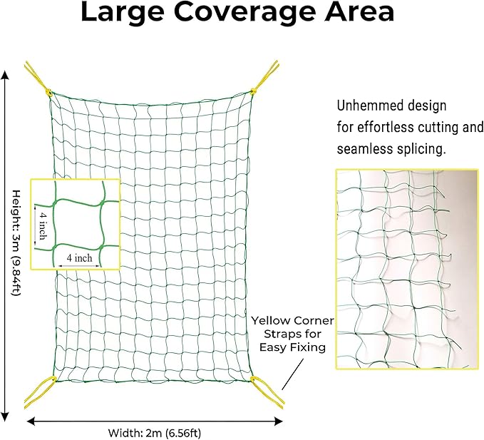Trellis Netting for Climbing Plants - Heavy Duty Garden Trellis Netting for Cucumber, Vine, Fruits & Vegetables Tomato Plants Trellis Net, Climbing Vining Plants 10' x 7'Ft Green