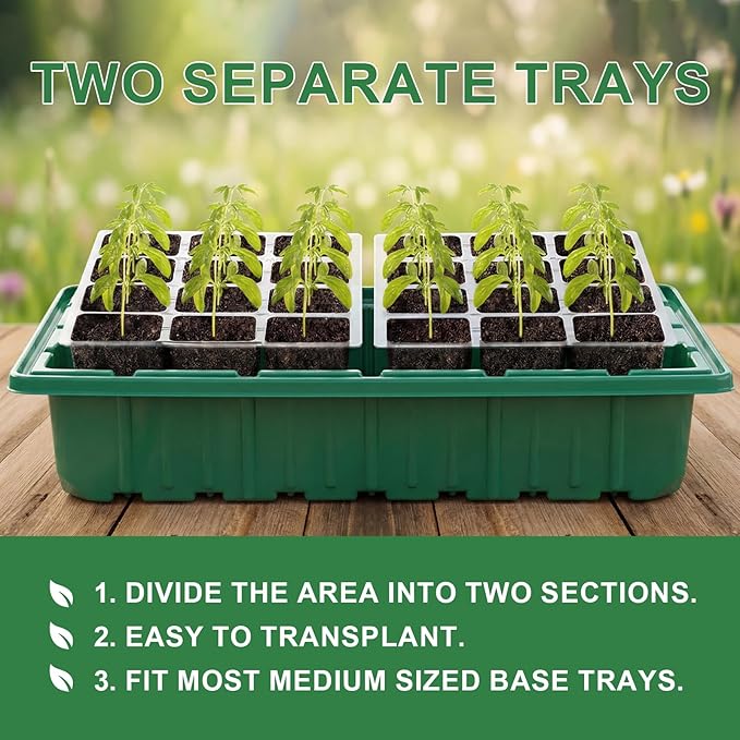Verdenu Seed Starter Tray with Grow Lights and Heat Mat, Extra Large 24-Cell Seed Growing Tray with heightened Lid, Seed Trays with Humidity Domes for Propagation and Germination for Indoor Plants