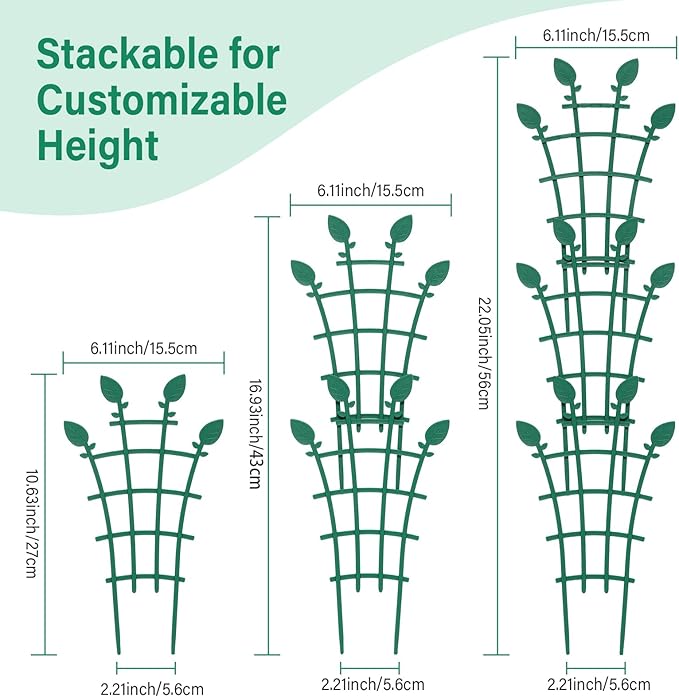 4 Pack Small Trellis for Potted Plants, Stackable Plant Trellis Indoor Outdoor Climbing Plant Support for Pothos Hoya Vine Ivy Houseplants Flower