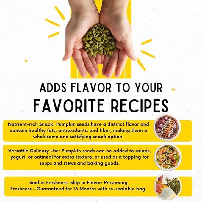 Sunbest Natural Pumpkin Seeds, 3 lbs – Roasted & Salted – Whole Pepitas, Shelled Pumpkin Seeds, Vegan and Kosher Snacks