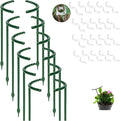 12 Pack Plant Support for Indoor and Outdoor Small Plants，Half Round for Potted Plants, Plastic Ring Flower Stakes with 20Pcs Plant Garden Clips