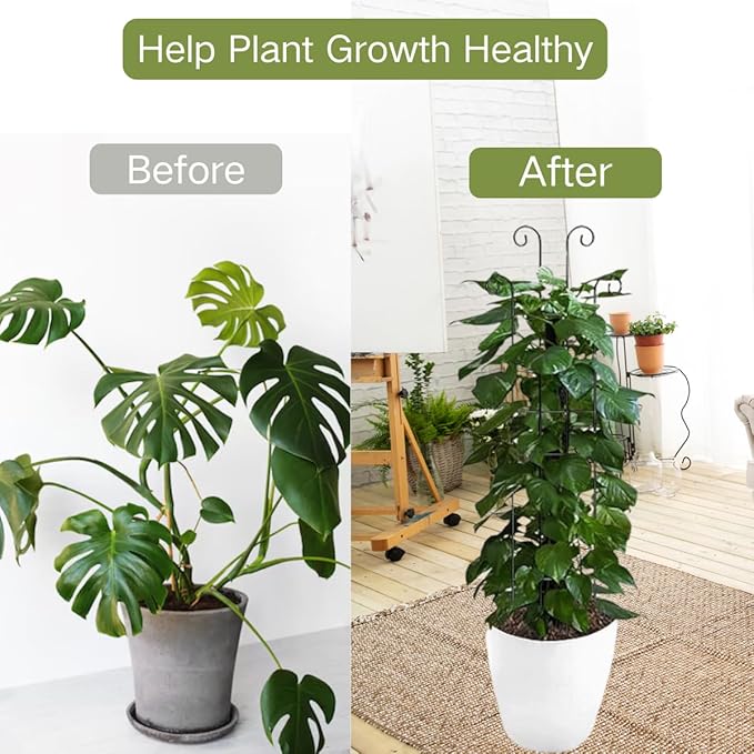 2 Pack Monstera Plant Support Stakes, 33in Metal Plant Trellis with Garden Twist Tie for Climbing Plants Indoor Outdoor Potted Tall Pothos Monstera