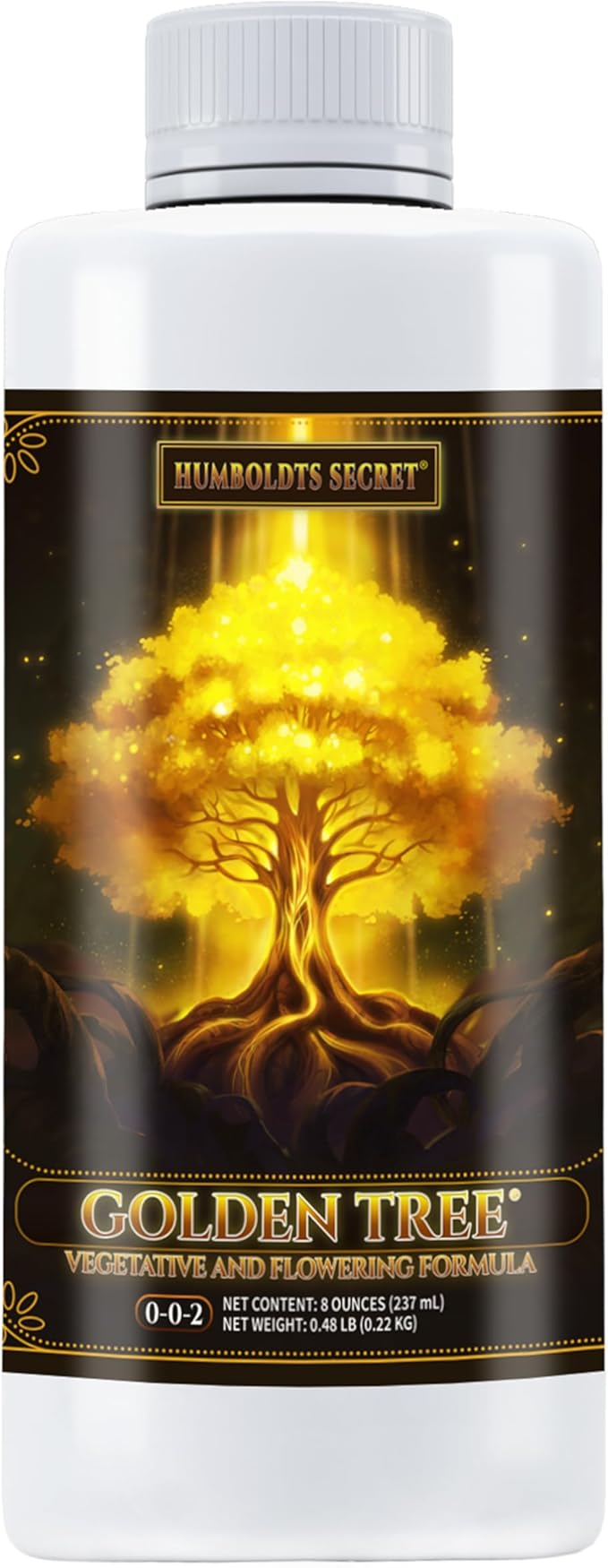 Humboldts Secret Golden Tree Liquid Plant Food | Enhances Growth Indoors or Outdoors | All-in-One Plant Nutrients for Vegetables, Trees, Flowers, Fruits, Roses, Lawns, Tomatoes | 8 Ounce