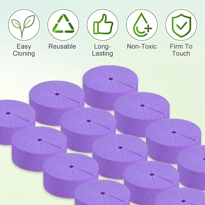 30-Pack Cloning Collars Inserts, Hydroponics Sponge Systems Cloning DIY Foam Cloner Inserts Fits 2" Net Pots for Hydroponic/DIY Cloner/Clone Machines/Plant Germination [Purple]