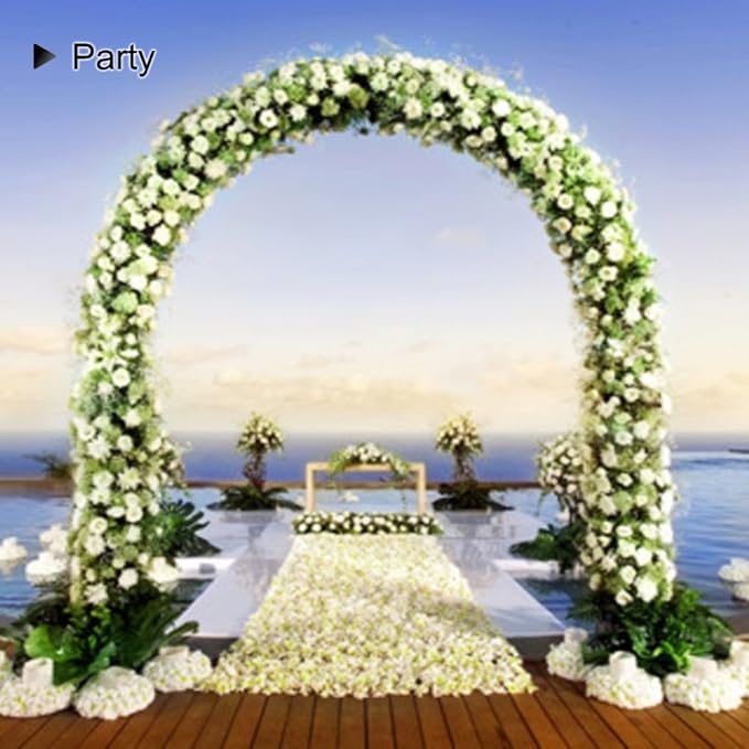 Thickened Metal Garden Arch, 7.8 ft High x 5.5 ft Wide Heavy-Duty Arbor with 16mm Steel Tubes, Sturdy Outdoor Trellis for Climbing Plants Roses Vines, Wedding Party Ceremony Decoration