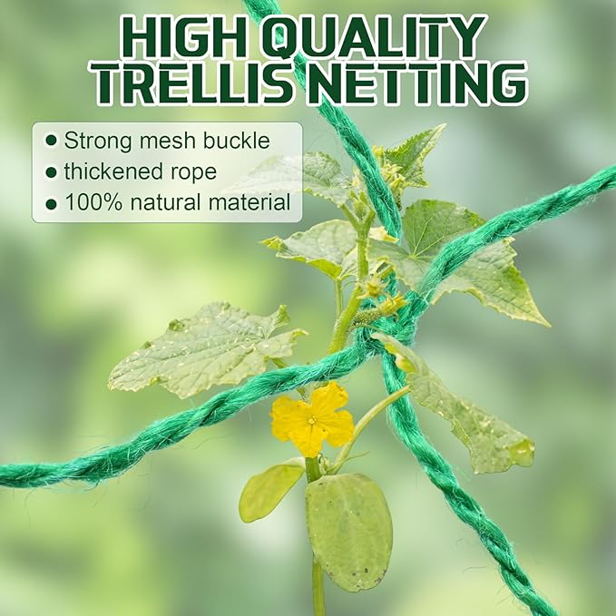 1 Piece Green Plant Support Netting Jute Net Heavy Duty Garden Plant Trellis Netting for Climbing Plants Outdoor Indoor Grow Net for Cucumber Vine Tomatoes Peas Flower Fruits Vegetables (8 ft)